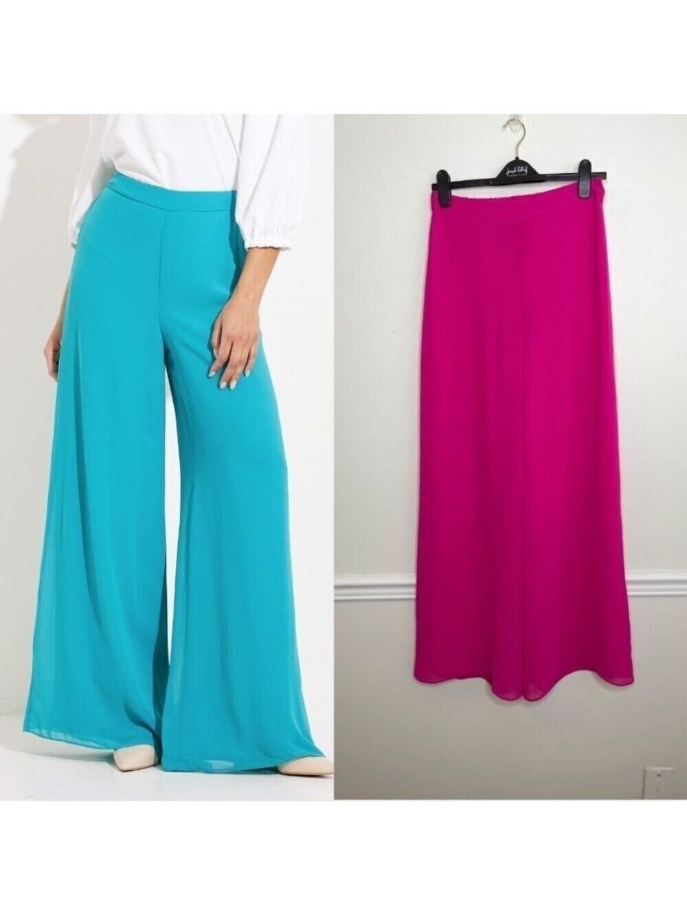 NWT Joseph Ribkoff High-waisted Chiffon Formal Trousers 4
